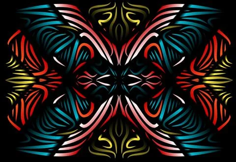 Caleidoscope gradient flower and leaf art pattern of indonesian culture Foto stock