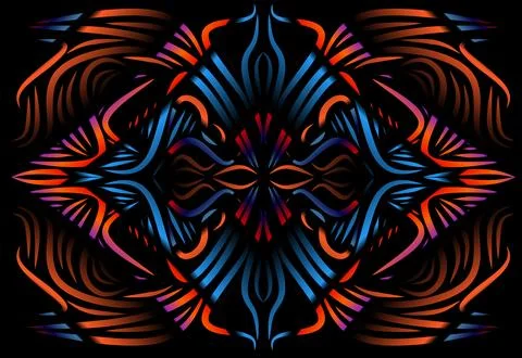 Caleidoscope gradient flower and leaf art pattern of indonesian culture Foto stock