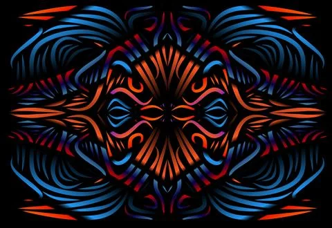 Caleidoscope gradient flower and leaf art pattern of indonesian culture Stock Photos