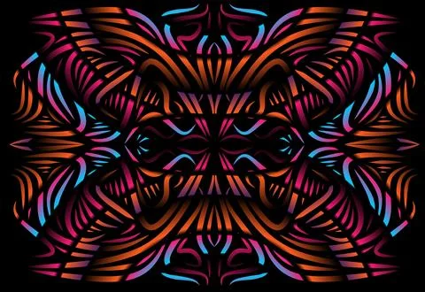Caleidoscope gradient flower and leaf art pattern of indonesian culture Stock Photos