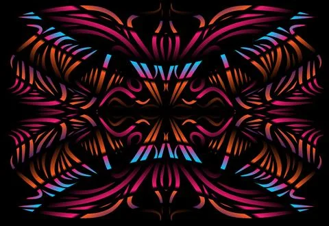 Caleidoscope gradient flower and leaf art pattern of indonesian culture Stock Photos
