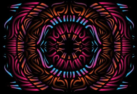 Caleidoscope gradient flower and leaf art pattern of indonesian culture Stock Photos
