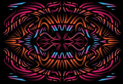 Caleidoscope gradient flower and leaf art pattern of indonesian culture Stock Photos