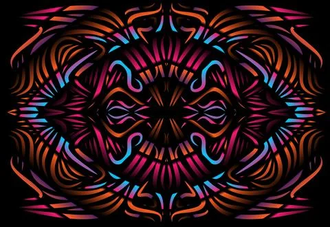 Caleidoscope gradient flower and leaf art pattern of indonesian culture Stock Photos