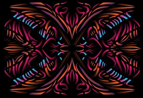 Caleidoscope gradient flower and leaf art pattern of indonesian culture 스톡 사진