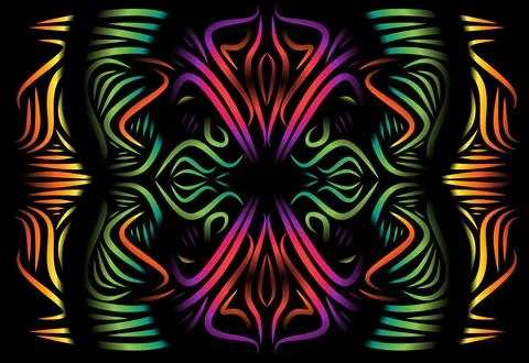 Caleidoscope gradient flower and leaf art pattern of indonesian culture 写真素材