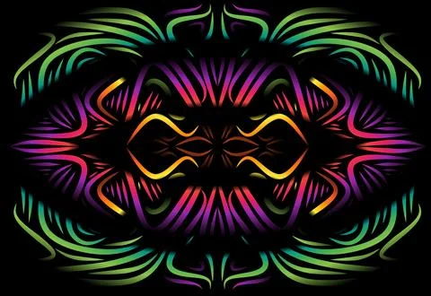 Caleidoscope gradient flower and leaf art pattern of indonesian culture 写真素材