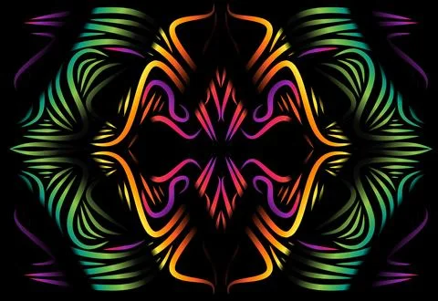 Caleidoscope gradient flower and leaf art pattern of indonesian culture Foto stock
