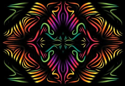 Caleidoscope gradient flower and leaf art pattern of indonesian culture Stock Photos