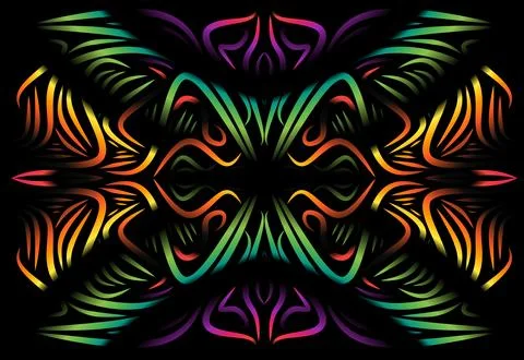 Caleidoscope gradient flower and leaf art pattern of indonesian culture Stock Photos