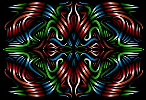 Caleidoscope gradient flower and leaf art pattern of indonesian culture Stock Photos