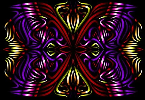 Caleidoscope gradient flower and leaf art pattern of indonesian culture Stock Photos