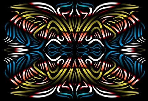 Caleidoscope gradient flower and leaf art pattern of indonesian culture 写真素材