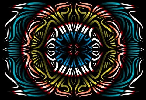 Caleidoscope gradient flower and leaf art pattern of indonesian culture Stock Photos