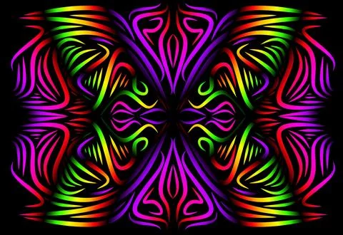 Caleidoscope gradient flower and leaf art pattern of indonesian culture Stock Photos