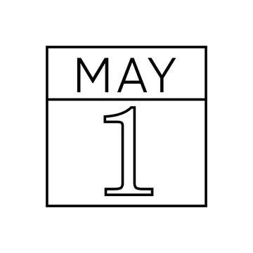 Calendar 1st of May flat icon on white background. International Workers Day. Stock Illustration