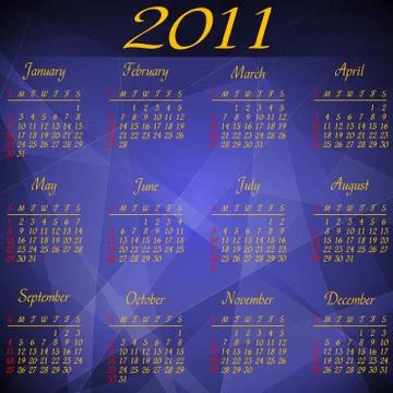 Calendar 2011 Stock Illustration