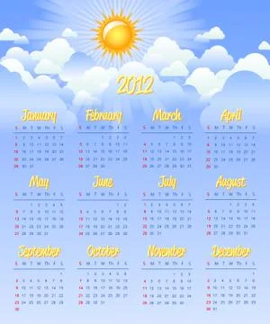 Calendar 2012 Stock Illustration