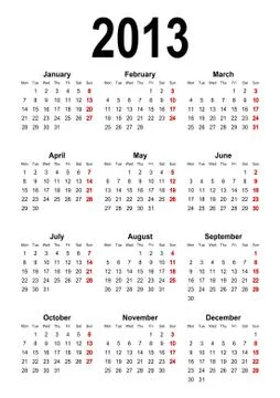 Calendar 2013 Illustrazione stock
