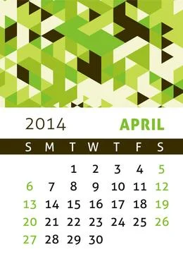 Calendar 2014 Calendar for 2014 in a triangular retro style Copyright: xZo... 스톡 사진