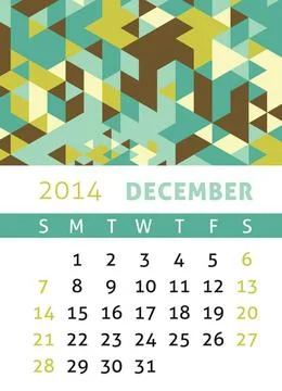 Calendar 2014 Calendar for 2014 in a triangular retro style Copyright: xZo... 写真素材