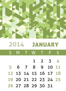 Calendar 2014 Calendar for 2014 in a triangular retro style Copyright: xZo... Foto stock