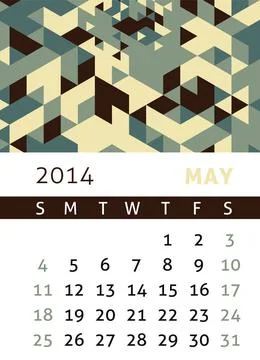 Calendar 2014 Calendar for 2014 in a triangular retro style Copyright: xZo... Stockfoto's