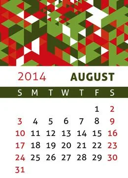 Calendar 2014 Calendar for 2014 in a triangular retro style Copyright: xZo... Stockfoto's