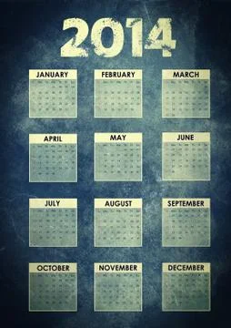 Calendar 2014 with grunge background Stock Illustration