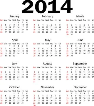 Calendar 2014 Stock Illustration