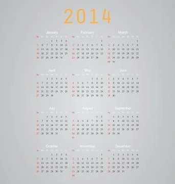 Calendar 2014 Stock Illustration