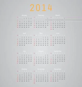 Calendar 2014 Stock Illustration