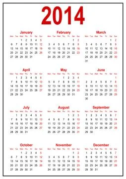 Calendar 2014 Stock Illustration
