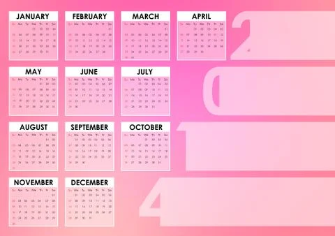 Calendar 2014 with soft background Illustrazione stock