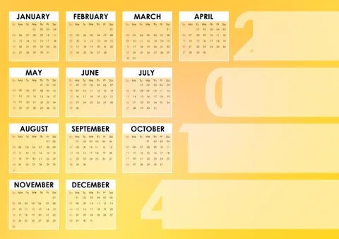 Calendar 2014 with soft background Stock Illustration