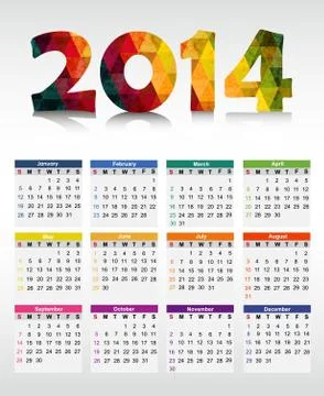 Calendar 2014. Vector Stock Illustration