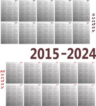 Calendar 2015-2024 Stock Illustration