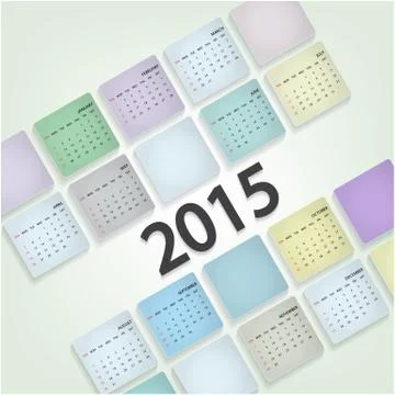 Calendar 2015 design template week starts sunday Stock Illustration