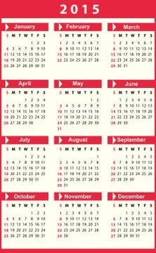 Calendar 2015 Stock Illustration