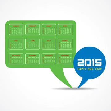 Calendar of 2015 with message bubble design - vector illustration 스톡 일러스트