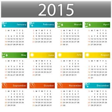 Calendar for 2015 year Stock Illustration