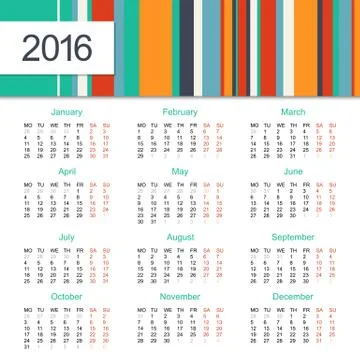 Calendar 2016 design Stock Illustration