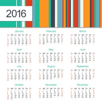 Calendar 2016 design Stock Illustration