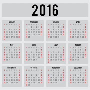 Calendar 2016 design template in vector Stock Illustration