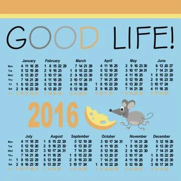 Calendar 2016 design template in vector Stock Illustration