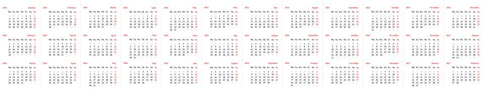 Calendar 2016 Stock Illustration