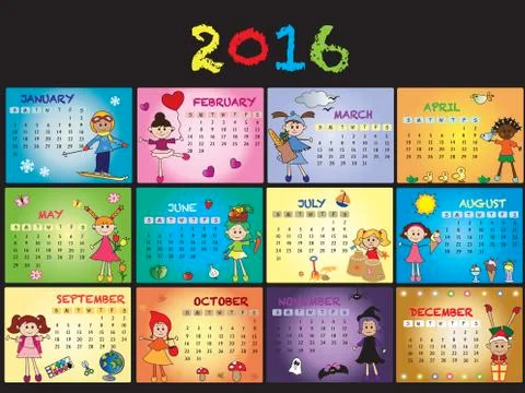 Calendar 2016 Stock Illustration