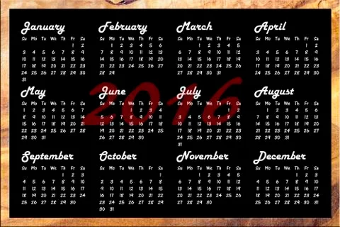Calendar 2016 Stock Illustration