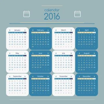 Calendar for 2016 Stock Illustration
