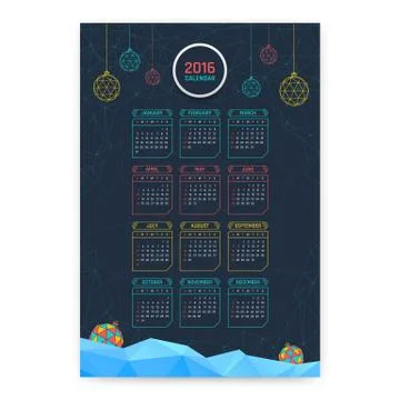 Calendar 2016 Stock Illustration
